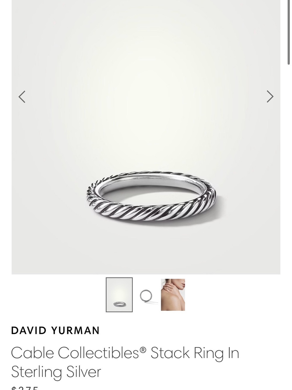 David Yurman Sterling Silver Twisted Cable Stack Ring - Silver